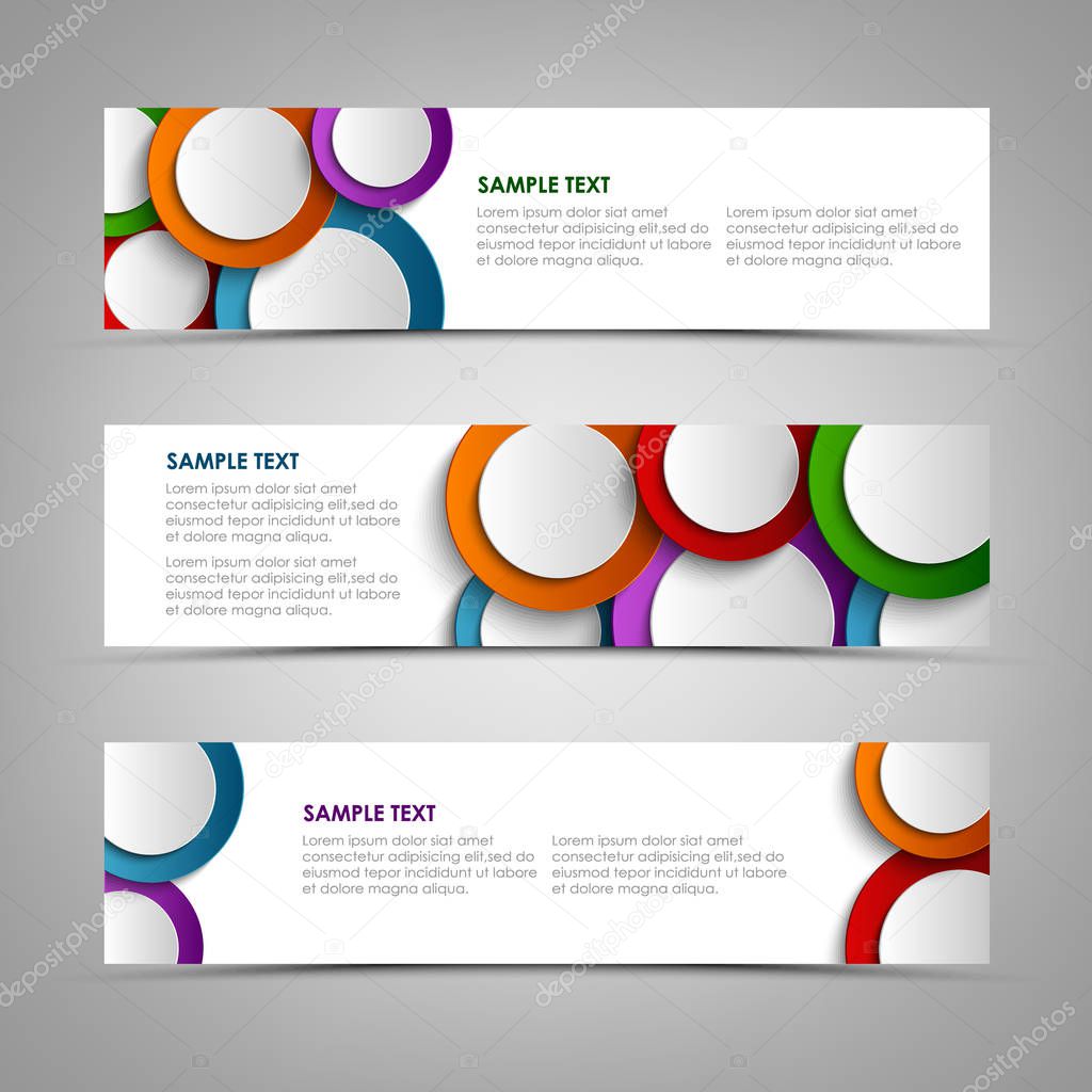 Collection white banners with colorful circles template