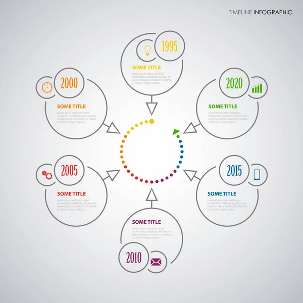 Gráfico de informações de linha do tempo com ponteiro de design em círculo — Vetor de Stock