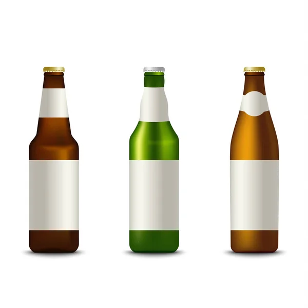 Sammlung verschiedener Flaschen Bier Vorlage — Stockvektor