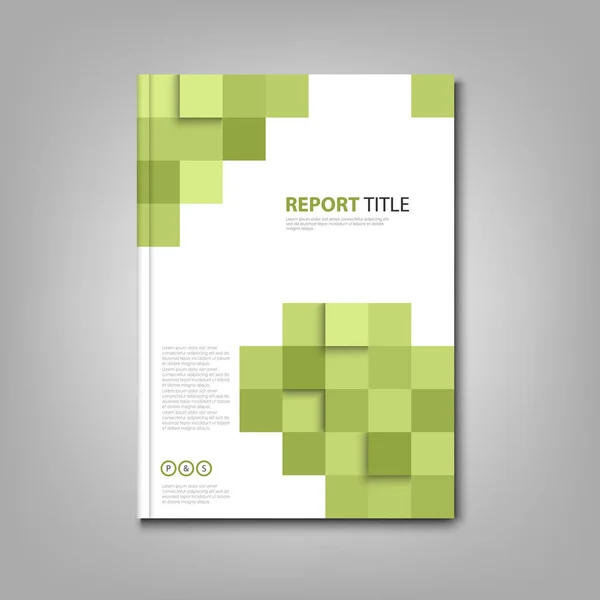 Folletos libro o folleto con cuadrados verdes abstractos — Vector de stock