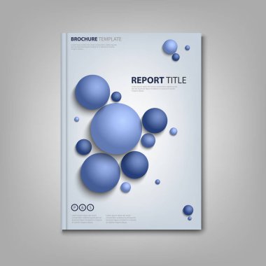 Broşürler kitap ya da soyut mavi topları ile el ilanı