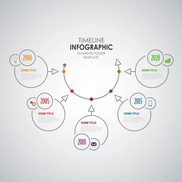 Zeitleisteninfografik mit runden Designelementen Vorlage — Stockvektor