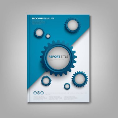 Broşürler kitap ya da soyut mavi vites şablonu ile el ilanı