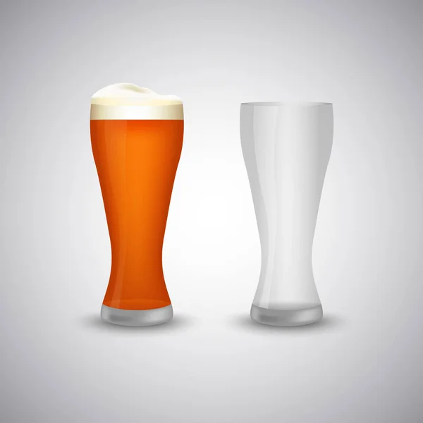 Bier schmales Glas leer und volle Vorlage — Stockvektor