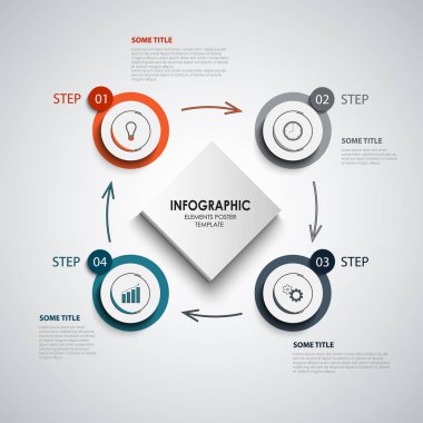 Bilgi grafik renkli tasarımı ile yuvarlak satır etiketleri