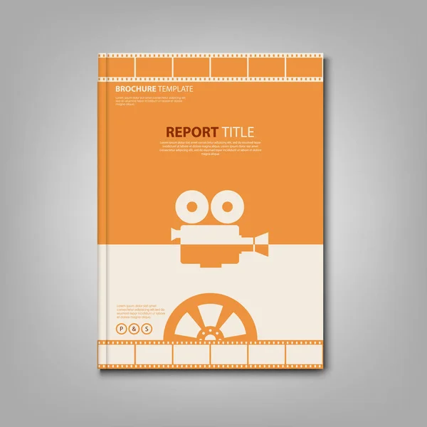 Książki broszury i ulotki z kina pomarańczowy projekt retro — Wektor stockowy