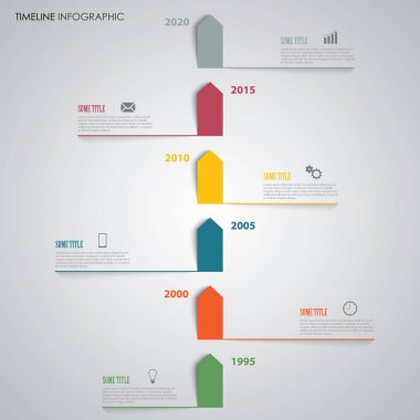 Zaman satırı bilgi grafiği her diğer üstünde renkli oklar