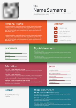 Profesyonel renkli özgeçmiş cv tasarım yer imleri şablonu