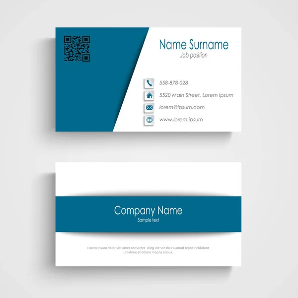 Cartão de visita com design azul listras brancas modelo — Vetor de Stock