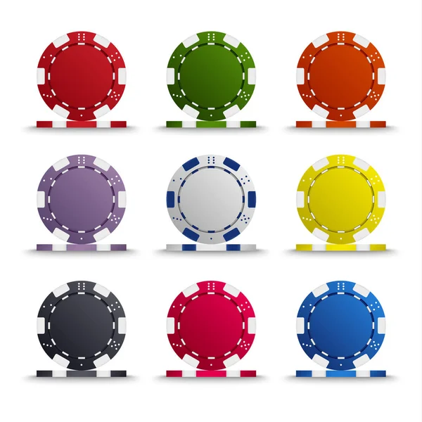 Zbiór kolorowych poker chips szablonu — Wektor stockowy