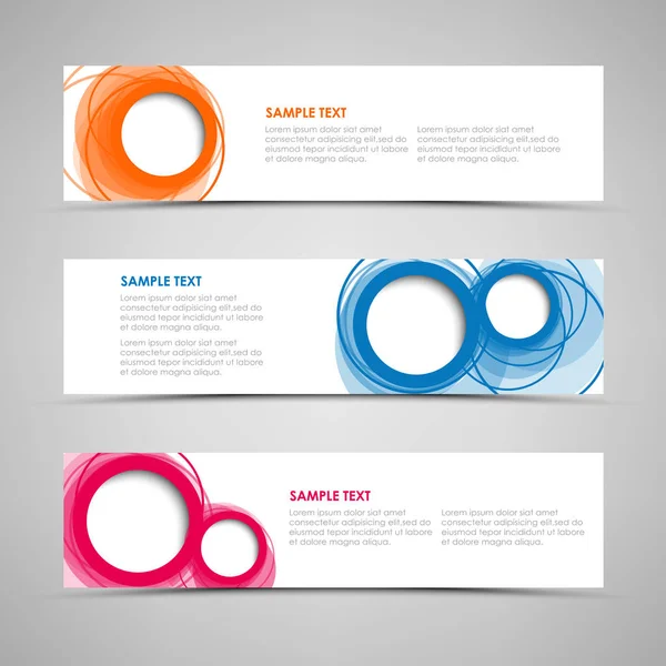 Bannières de collection avec modèle de cercles abstraits colorés — Image vectorielle