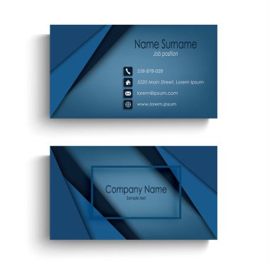 Kartvizit tasarım soyut mavi üçgen şablonu ile