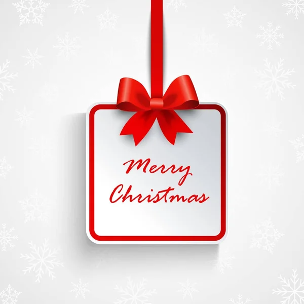 Vánoční přání s bílou cedulí a červenou stužku — Stockový vektor