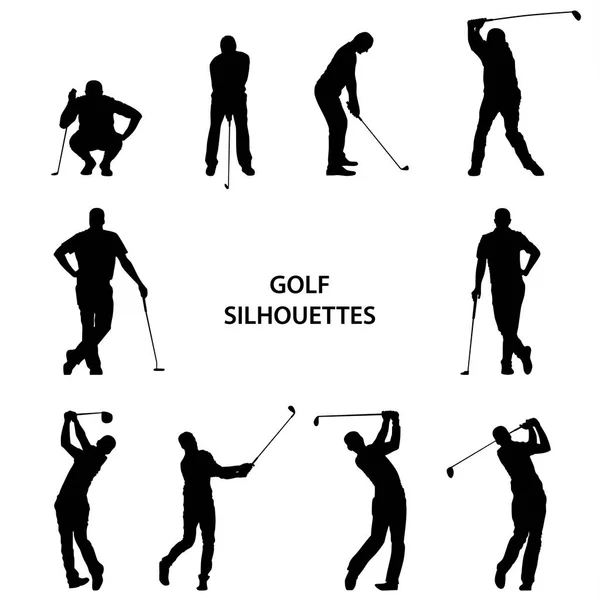 Golf diferentes siluetas sobre fondo blanco — Archivo Imágenes Vectoriales