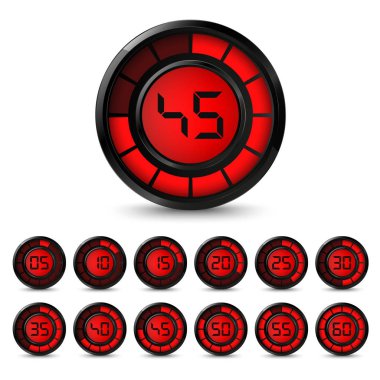 Dijital siyah kırmızı zamanlayıcı ile beş dakika aralığı