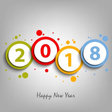 Yeni yıl kartı renkli tasarım daireler ve numaraları ile