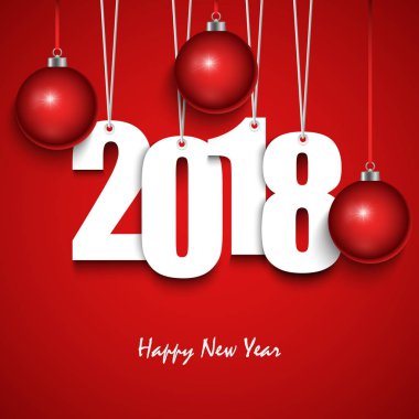 Yeni yıl kırmızı numaraları ve küreler asılı ile dilek