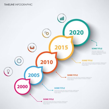 Dairesel soyut tasarım işaretçilerle zaman satır bilgi grafiği
