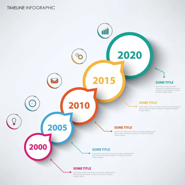 Línea de tiempo info gráfico con punteros de diseño abstracto circular — Vector de stock