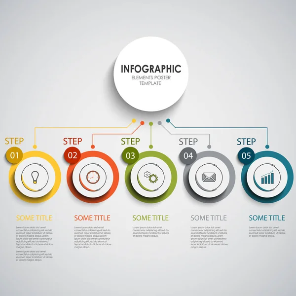 Infografik mit farbenfrohen runden Design-Indikatoren in Linie — Stockvektor