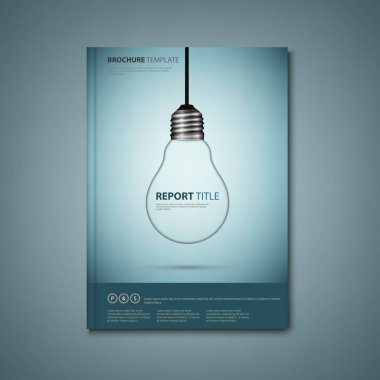 Broşürler kitap veya ampul asılı bir tasarım ile el ilanı