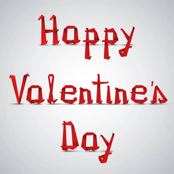 San Valentín deseos hechos de papel rojo doblado — Vector de stock