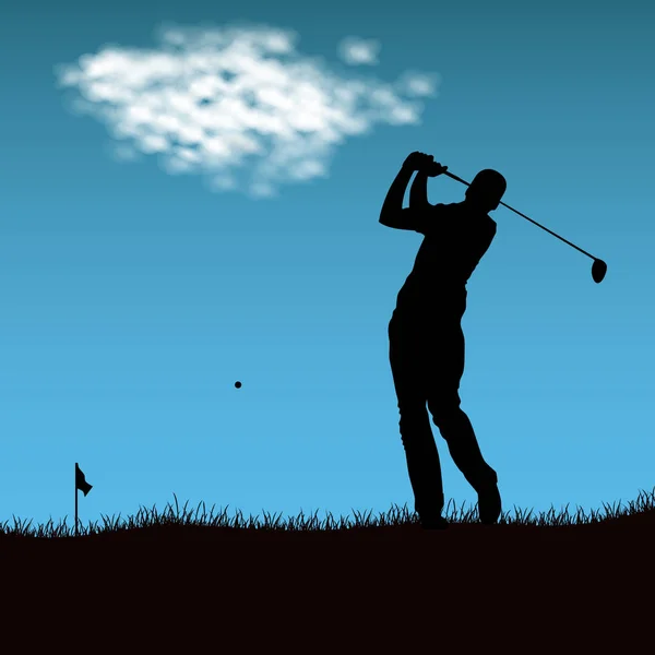 Silhouette eines Golfspielers nach dem Abfeuern des Balls — Stockvektor