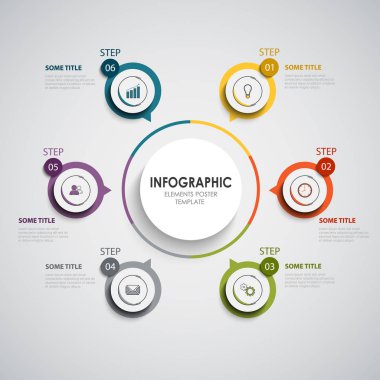 Yuvarlak renk tasarım öğeleri göstergeleri şablonu ile bilgi grafiği