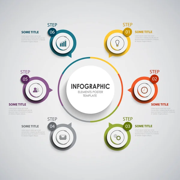 Information grafik med runda färg design element indikatorer mall — Stock vektor