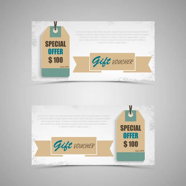 Gift voucher with vintage in retro style template — Stock Vector