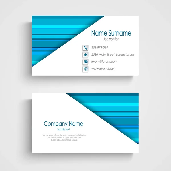 Business card with different blue strips template — Stock Vector