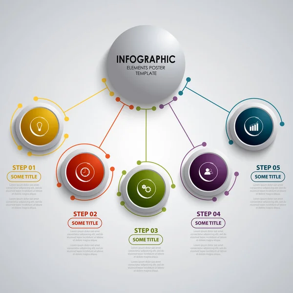 Infografik mit kreisförmigen Zeigervorlagen für Designelemente — Stockvektor