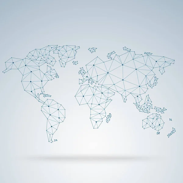 Mapa do mundo das comunicações globais abstratas azuis — Vetor de Stock