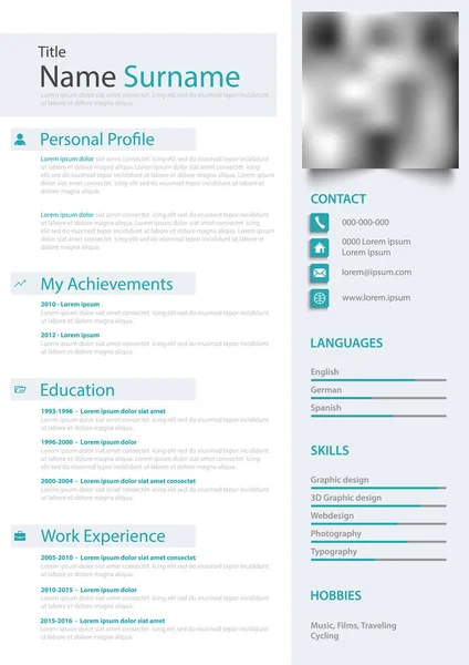 Curriculum professionale personale cv in colori vivaci modello — Vettoriale Stock