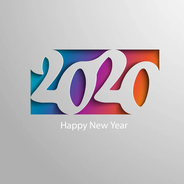Tarjeta de Año Nuevo con números de colores abstractos en diseño gris — Archivo Imágenes Vectoriales