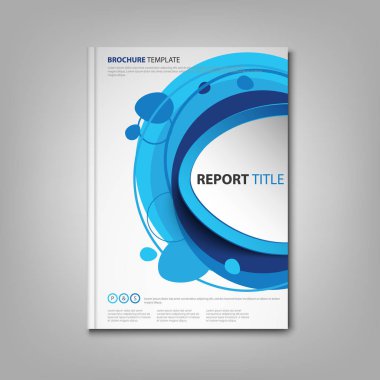 Broşürler ya da broşür mavi dizaynlı soyut çıkartmalı.