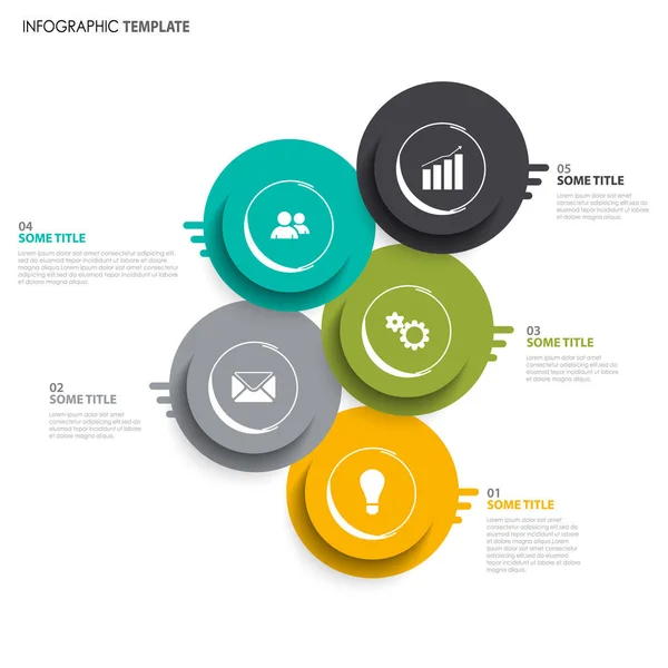 Info gráfico com círculos e tiras de design abstrato colorido —  Vetores de Stock