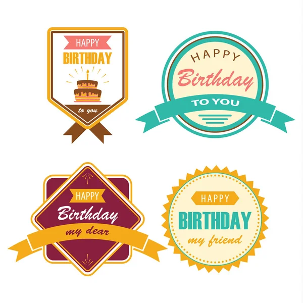 Collection birthday vintage with lettering in retro  design — Stock Vector