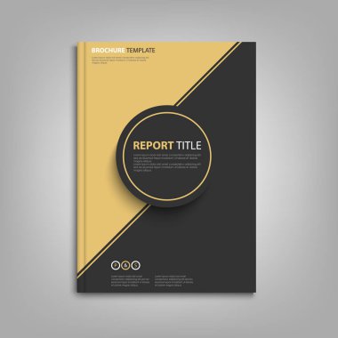 Broşür ya da broşür, ortasında altın rengi siyah tasarım olan broşür.