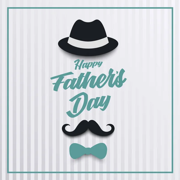 Fathers Day Poster Hat Bow Tie Mustache Vector Eps — Stock Vector