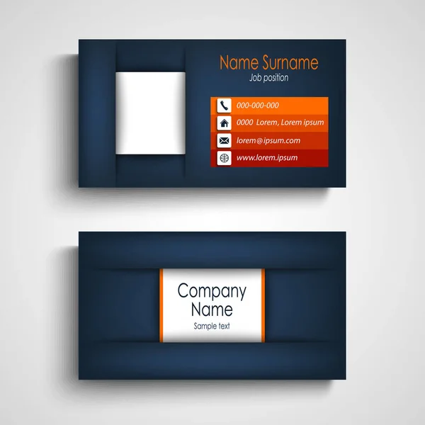 Business Card Blue Design Orange Strips Vector Eps — Stock Vector