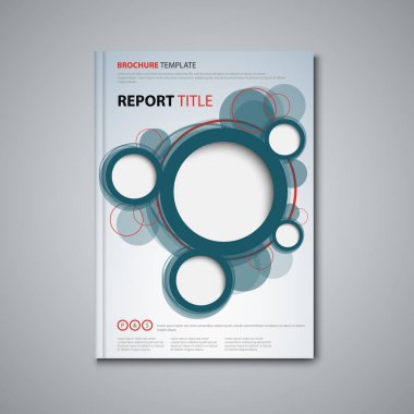 Mavi kırmızı dizayn vektörüyle soyut daireler çizen broşürler ya da broşürler 10 birim.