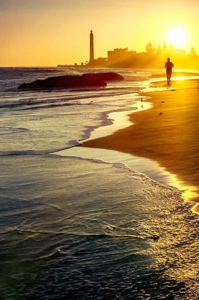 Maspalomas strand bij zonsondergang — Stockfoto