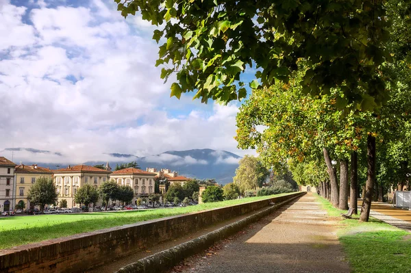 Park an der mittelalterlichen Stadtmauer in Lucca — Stockfoto