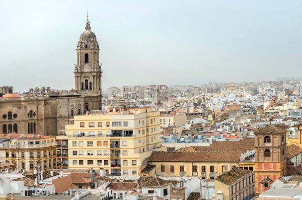 A város és a Malaga székesegyház megtekintése — Stock Fotó