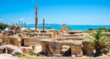 Antik Kartaca'nın panoramik görünümü. Tunis, Tunus, Kuzey Afrika   