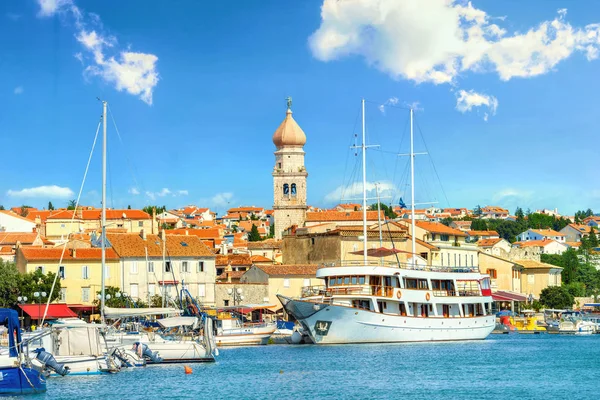 Vista Cidade Velha Costeira Mediterrânea Krk Ilha Krk Croácia — Fotografia de Stock