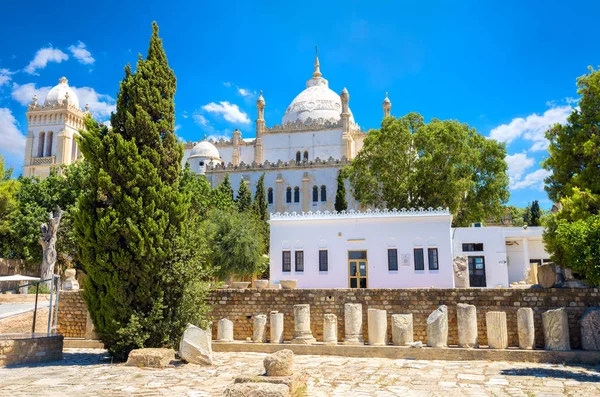 Pohled Katedrálu Ludvíka Akropolium Kartágo Byrsa Hill Tunisko — Stock fotografie