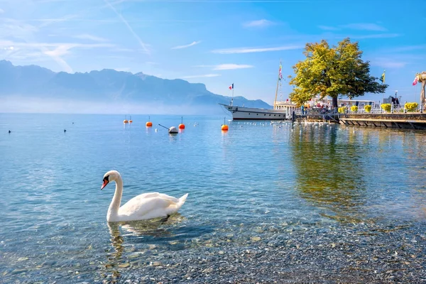 Quay Old Ferry Lake Geneva Vevey Vaud Canton Switzerland — Stock Photo, Image