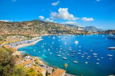 Bay ve lüks resort kasaba Villefranche sur Mer. Cote d'Azur, French riviera, Fransa görünümünü